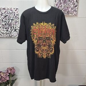 Tultex Black Tee with Vibrant Skull Design